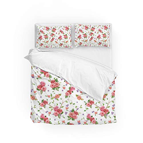Parure de lit roses et papillons pour chambre romantique et cocooning rose