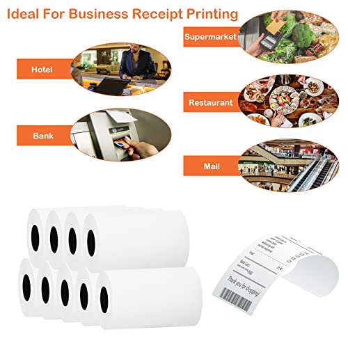 2 1/4" X 50' Thermal Paper (50 Rolls), Bpa Free Receipt Paper, Sanbott 58Mm Thermal Receipt Paper Fits Mini Pos Thermal Printer, Cash Registers & Square Terminal Credit Card Machines #TOP3