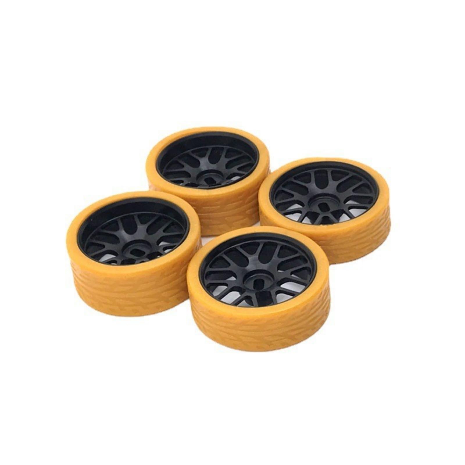 Qianly 4 Pezzi Ruote con Pneumatici Tassellato Cerchi con Pneumatici in Gomma Ruota Cerchio a Razze per Tuning RC, Nero, Oro