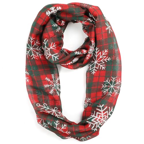 Christmas Scarf for Women Lightweight Christmas Infinity Scarves for Women 2024 Winter Xmas Light Weight Red Green Plaid Soft Scarf Holiday Gifts Neck Wrap for Mom Sister Friend Christmas Party Favor