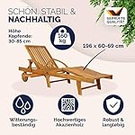 Casaria Gartenliege Akazienholz klappbar mit Rollen