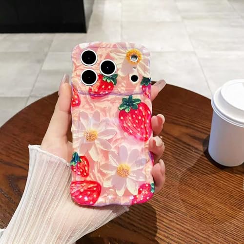 Coque iPhone 17 fraise avec breloque, le cadeau esthétique