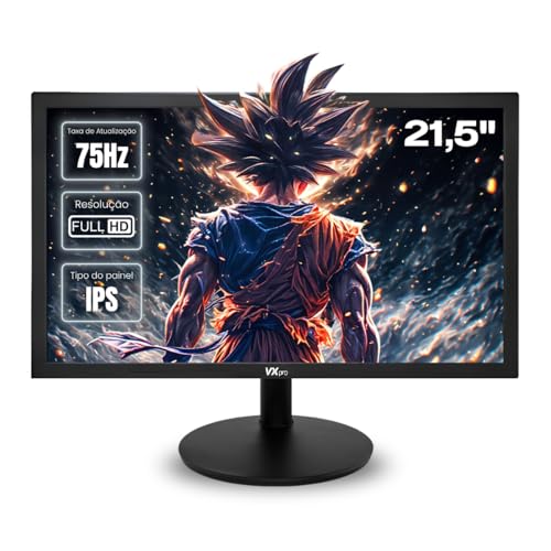 Monitor Gamer Led 21,5″ Full HD 1080p 75Hz IPS HDMI VGA 5ms VESA 75×75 Borda Fina – Escritório, Estudo e Jogos Casuais