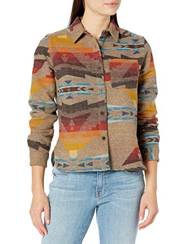 Pendleton Women's Cropped Lodge Shirt, Sierra Peak Jacquard, LG