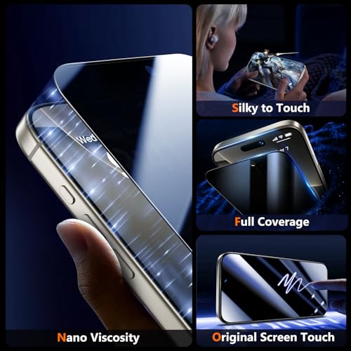 Image of UniqueMe 2 Pack for iPhone 16 Pro Max Privacy Screen Protector - 6.9 inch [20 Anti-Spy] [Bubble-Free] [Military Grade Shatterproof & 9H+ Hardness] Privacy Screen 16 Pro Max Tempered Glass Full Coverage,Easy to install