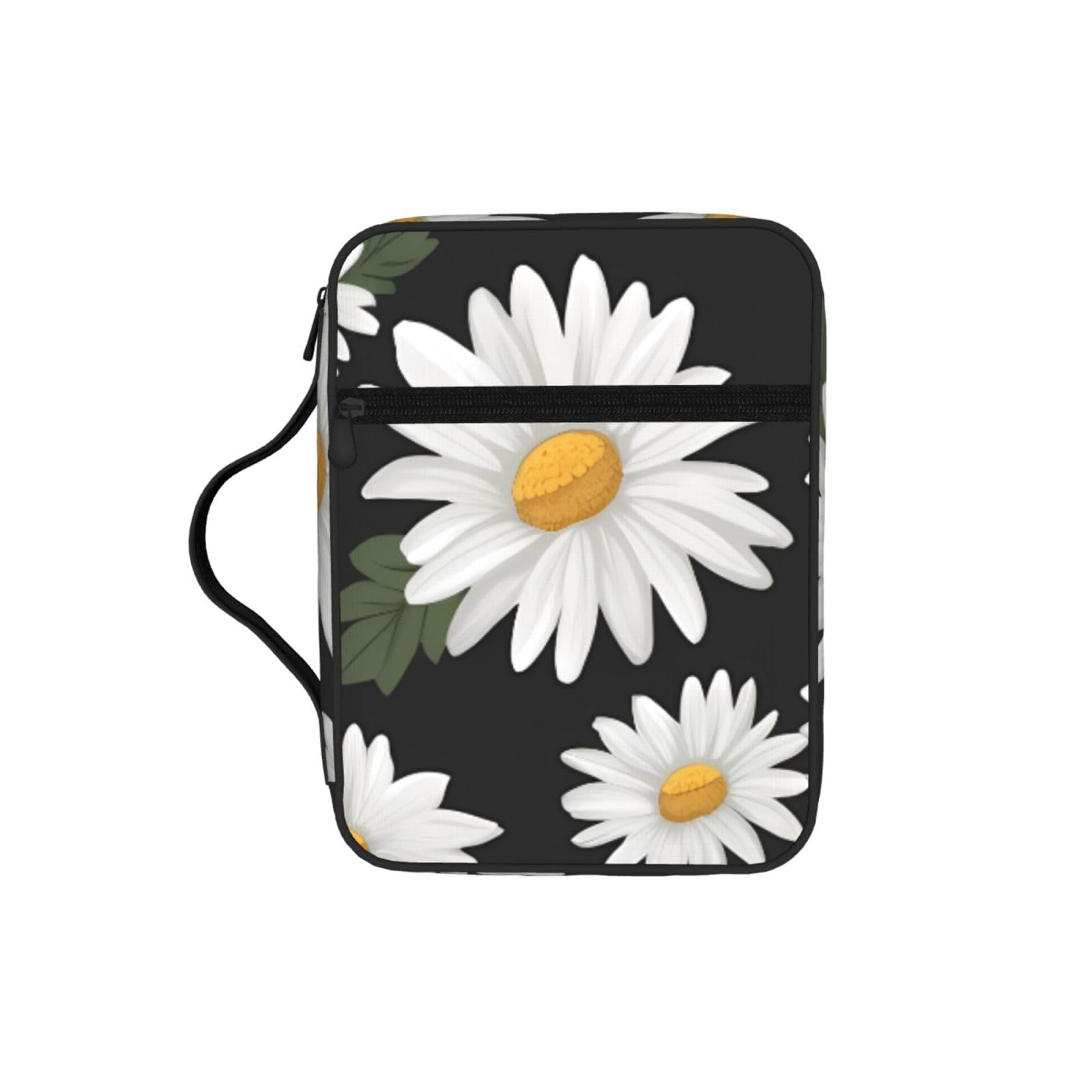 White Daisy Bible Cover Case Waterproof Bible Bag With Handle Organizer Storage Book Cover For Bible Study