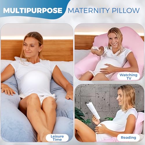 Image of Pregnancy Pillows for Sleeping - 57-Inch Maternity Pillow for Pregnant Women with Removable Washable Cover - Support for Back, Belly, Neck, Legs, & Hips - V C U Shaped Full Body Pillow
