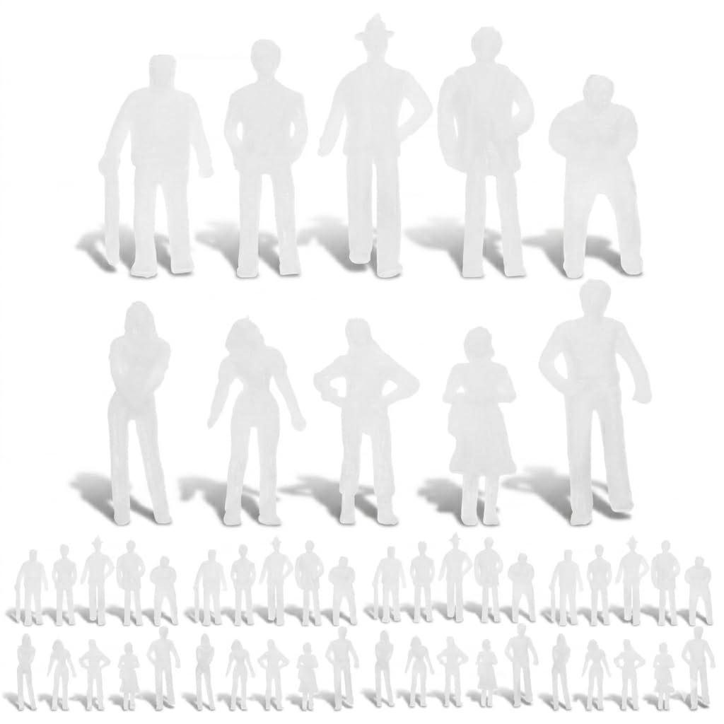 Bestonzon 50Pcs White Miniature People Figures Plastic Scale Model for Landscape Model Train Scenery Architectural Layout Creative Painting-image-39