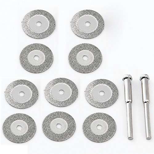 10 discos de corte de diamante, 18 mm, 2 mandriles, para Dremel, herramientas rotatorias Cover