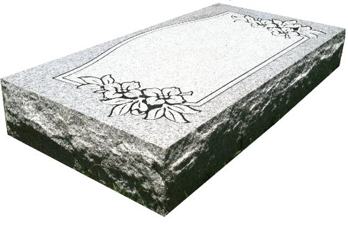 Upstate Stone Works Granite Headstone with Design (Multiple Designs) | Custom Engraved Gray Flat Grave Marker | Measures 24” x 12” x 4” | Polished Top Memorial Stone for Gravesite