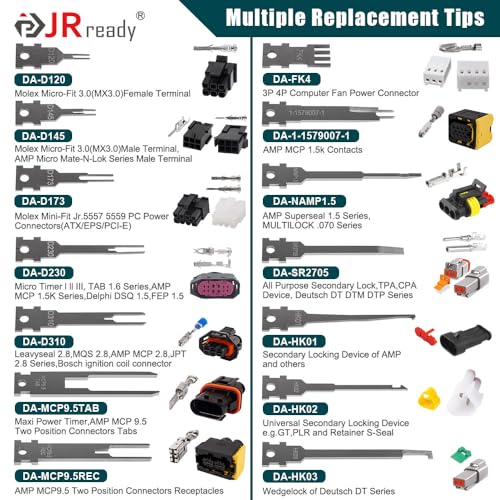 Image of JRready ST5278 Replacement Tips for Pin Removal Tool 26PCS Pin Extractor Tool Tips Electrical Terminal Release Tool Compatible with Deutsch AMP /TE Molex Delphi JST Harting Connectors & More