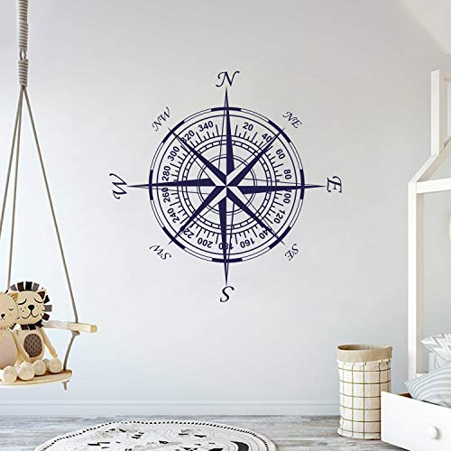 Compass Wall Decal - Nautical Decor - Vinyl Wall Decal For Home Bedroom Loft (Am) (Wide 22" X 22" Height) #TOP16