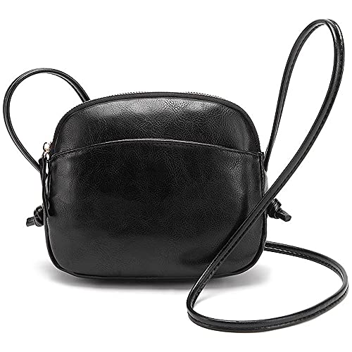 zhongningyifeng Borsa a tracolla da donna, piccola, in pelle PU, mini borsa a tracolla per ragazze, borsa per telefono alla moda leggera (black)