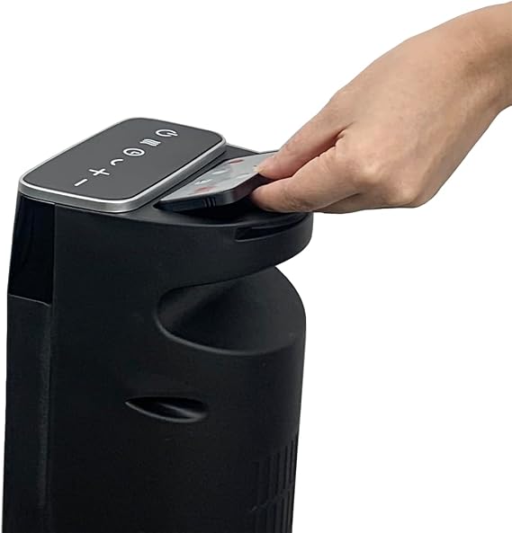 Good Housekeeping Oscillating Ceramic Tower Space Heater with Remote, 30, Black