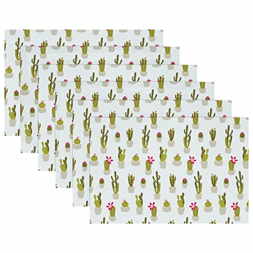 Sets de table cactus pour repas en terrasse lot de 6 protections lavables - 6