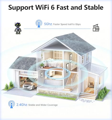 Image of Gyliziex Cameras for Home Security Indoor Robot, 2K 2.4&5Ghz Indoor Camera WiFi Wireless Pet /Nanny /Dog Camera Phone App, Human Detection Color Night Vision, 2 Way Talk