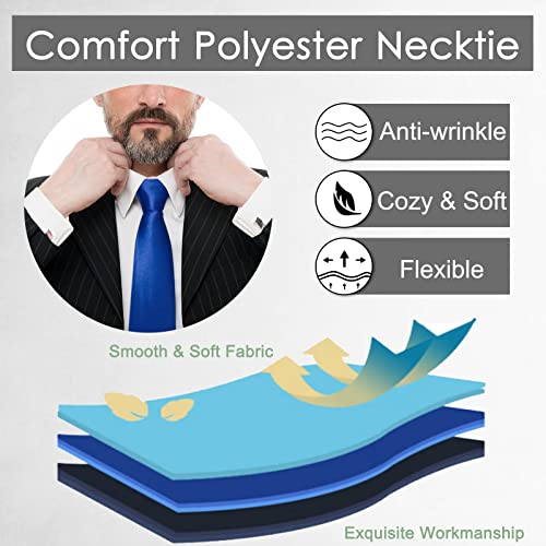 Image of Luckyvestir Mens Tie Solid Satin Neck Ties 3.15'' Formal Necktie for Wedding Business Christmas Father's Valentine's Day Gift