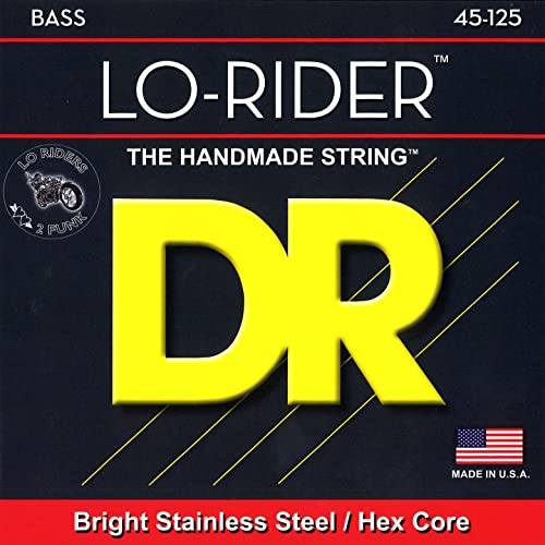 DR Strings Lo-Rider – 5 bassträngar i rostfritt stål, hex core, 45-125