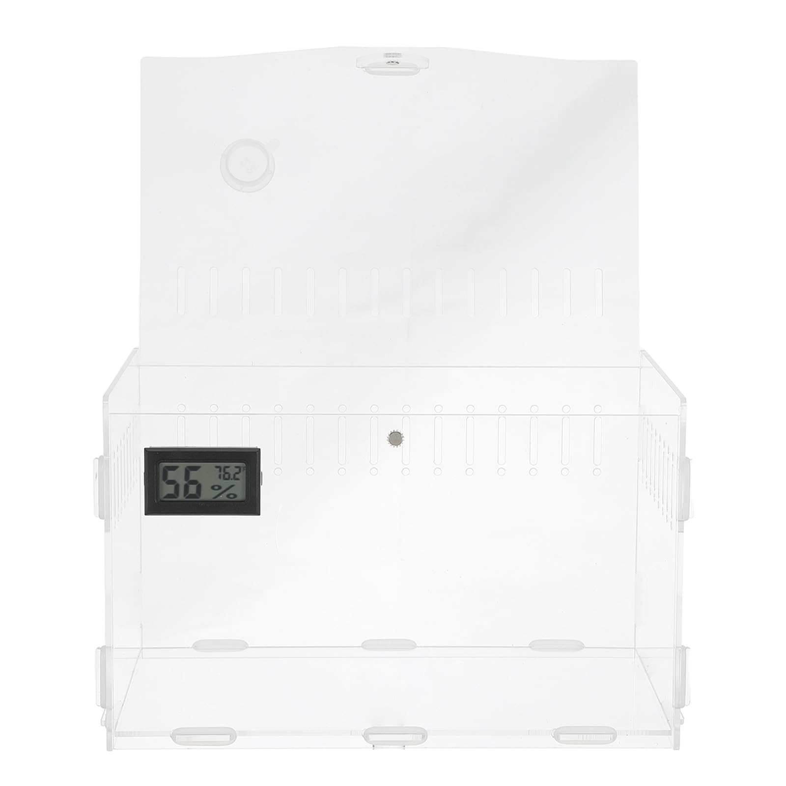 YARNOW Terrario Acrilico per Rettili con Termometro e Igrometro Digitale | Struttura Trasparente 360°, Rete di Ventilazione Ampia, Fondo Rimovibile, 9, 8x5, 9x5, 9 Pollici