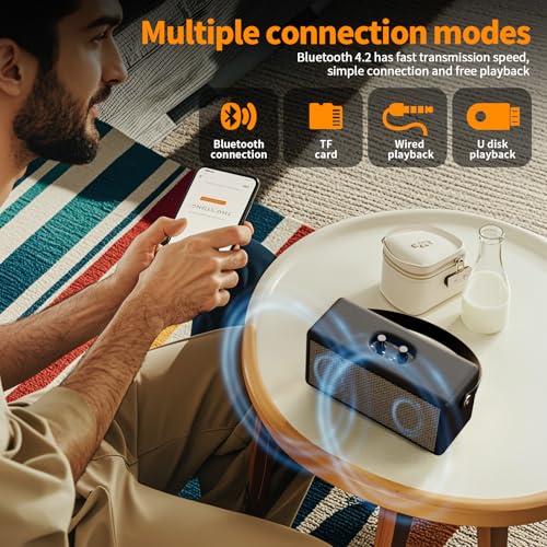 Portable Bluetooth Vintage Speaker, Wireless Stereo Speakers With Rich Bass Handheld Leather Speaker, Rotation Control Loudspeaker, For Home Travel Party Outdoors Portable Bluetooth Vintage Speaker, Wireless Stereo Speakers With Rich Bass Handheld Leather Speaker, Rotation Control Loudspeaker, For Home Travel Party Outdoors