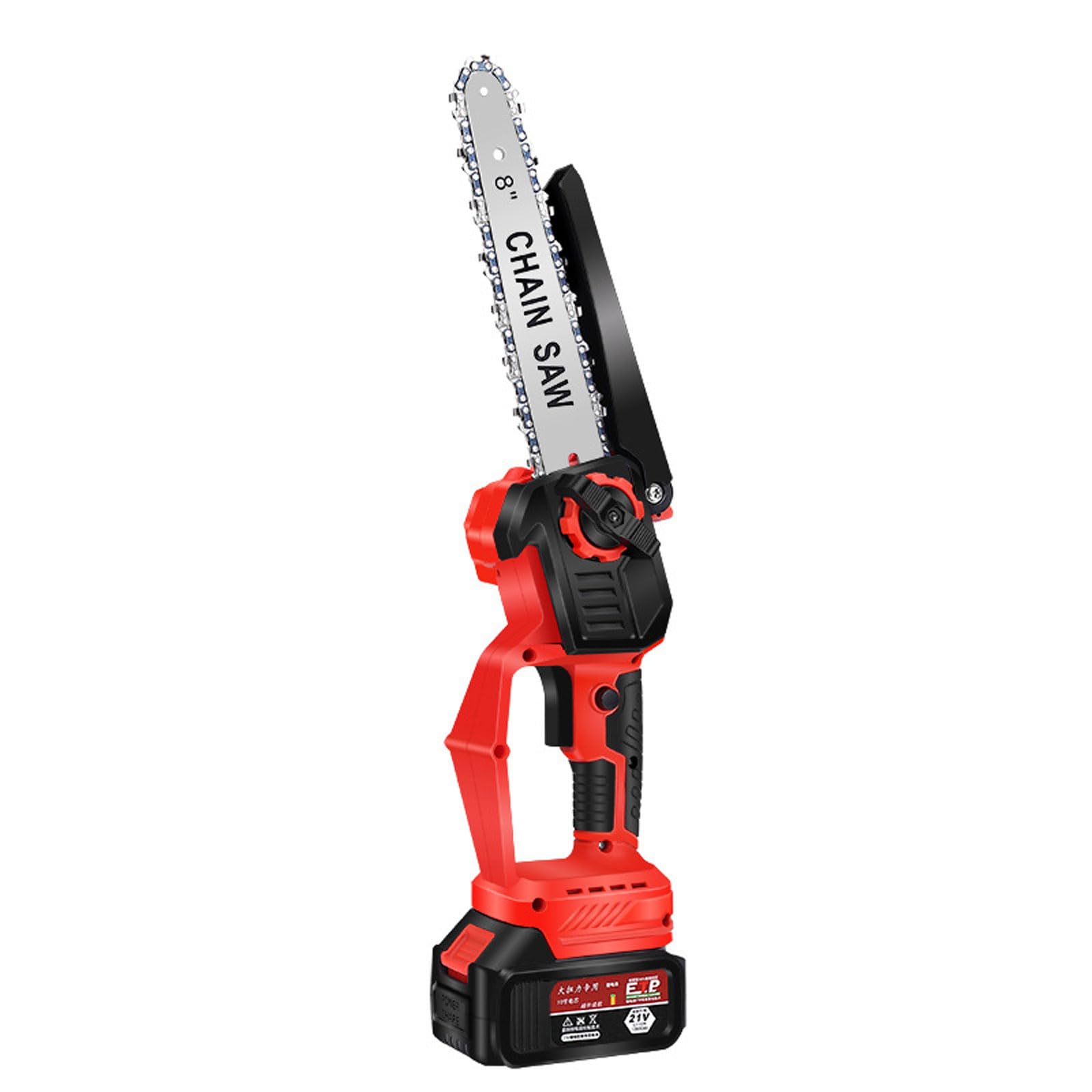 Mini Motosierra de 8 Pulgadas,Motosierra Eléctrica Portátil con Engrasador Automático y Baterías,Sierra de Poda Portátil con Una Mano con Cerradura de Seguridad para Corte de Madera Poda