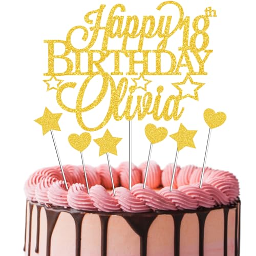 Personalised Custom Cake Topper with Any Name & Any Age Elegant Party Cake Decoration Gift for Milestone Birthdays and Special Celebrations