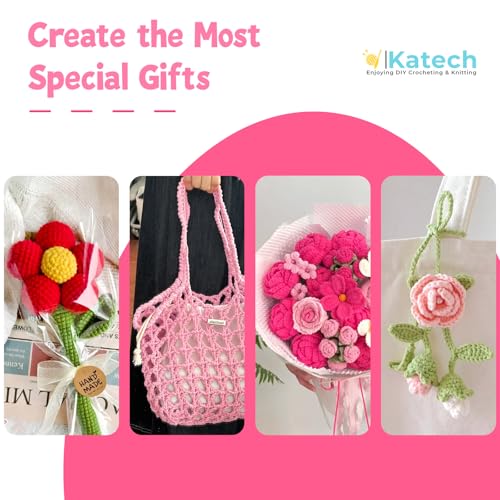 Image of Katech 20 Skeins Cotton Yarn for Crocheting-55% Cotton 45% Acrylic-#3 DK (Light)-Super Soft Milk Cotton Yarn-Great Crochet and Knitting Starter Kit for Colorful Craft(Color C)
