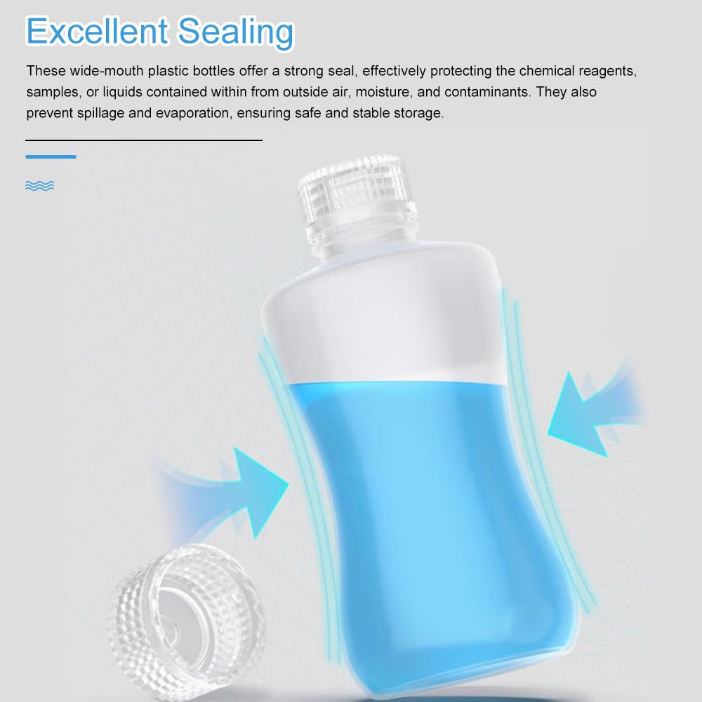 Flaconi Di Plastica A Collo Largo 60 Ml - HDPE, 6 Pezzi, A Tenuta Stagna, Per Laboratorio, Pillole, Campioni