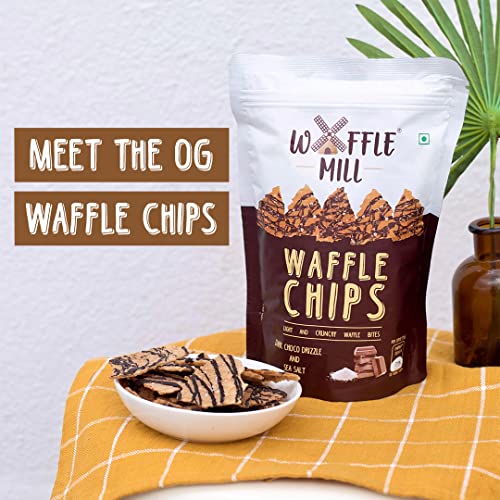 Image of Waffle Mill - Waffle Chips - Dark Choco Drizzle and Sea Salt - Pack of 4-320Gm
