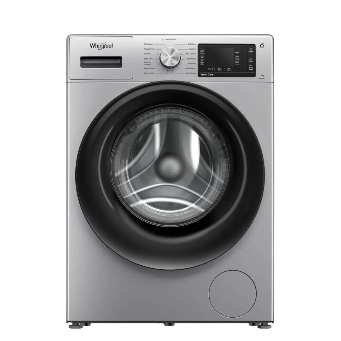 Whirlpool Xpert Care 8kg 5 Star Inverter Fully-Automatic Front Load Washing Machine with Ozone Air Refresh Technology & Heater (Majestic Silver, 33015...
