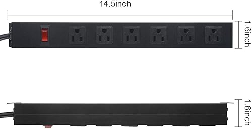 Miniatura 9 de Regleta de alimentación de metal para montaje en pared, toma de corriente montable con 6 salidas de CA, toma de corriente de aleación de aluminio