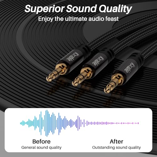 Cable divisor de audio estéreo TRS 3.5mm macho a 2 macho 1.22 m miniatura 6