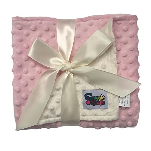 Image of Reversible Unisex Children's Soft Baby Blanket Minky Dot (Choose Color) (Pink /Cream)