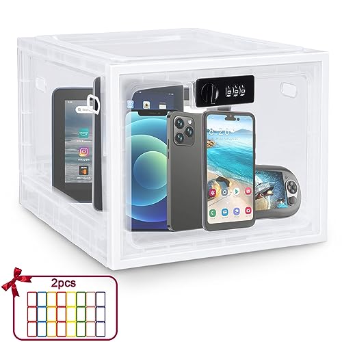 Image of Lalifebuss Combination Lock Boxes for Personal Items, Lockable Storage Box for Office Locker /School /Medicine /Snacks /Phone Jail /Electronic /Home (1 Pack /White)