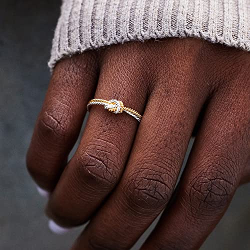 STORYJEWELLERY 925 Sterling Silver Two Tone Knot Ring, Gold and Silver Mixed Metal Rings for Women, Friendship Gifts for Women4