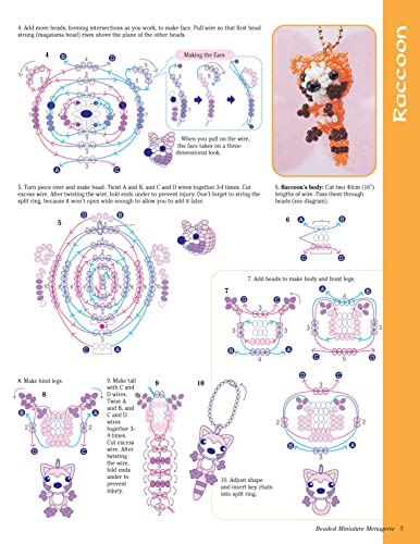 Beaded Miniature Menagerie: Cute & Clever Animals... Popular Pets, Zoo Animals, Birds, Bunnies and More! (Design Originals) Projects for All Ages - Pendants, Key Rings, Zipper Pulls, and More - Image 3