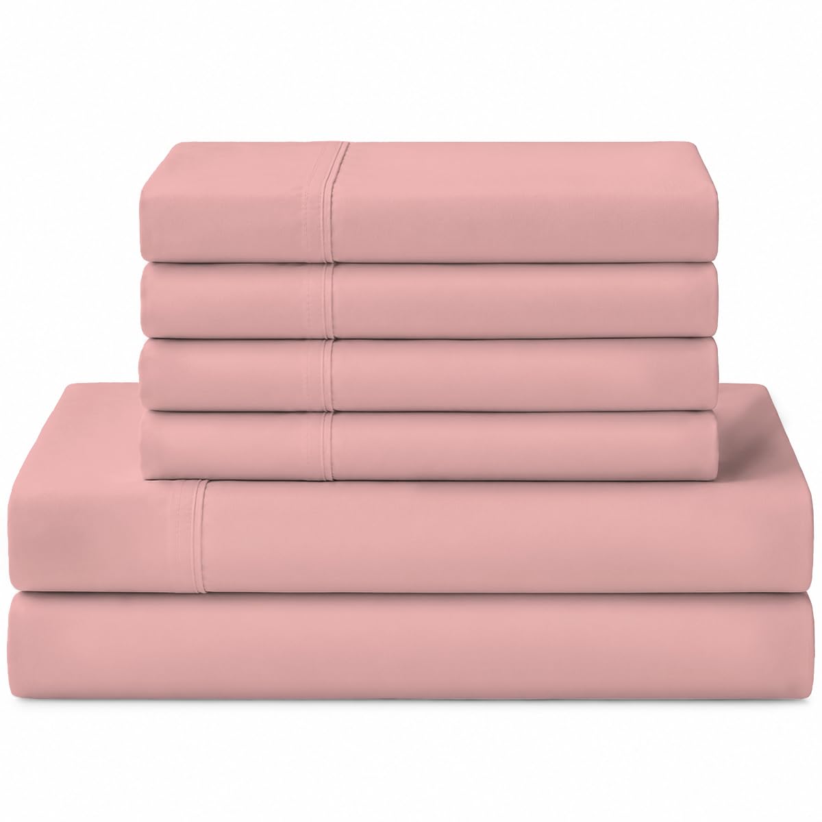 Linen Home 100% Cotton Percale Sheets California King Size, English Rose, Deep Pocket, 6 Pieces Set- 1 Flat, 1 Fitted and 4 Pillowcases, Crisp Cool and Long Staple Strong Bed Linen