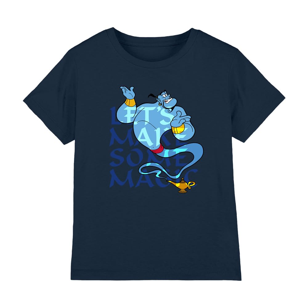 Disney Aladdin Unisex Kids Navy Aladdin Let's Make Some Magic With The Genie T Shirt, 12-13 Years