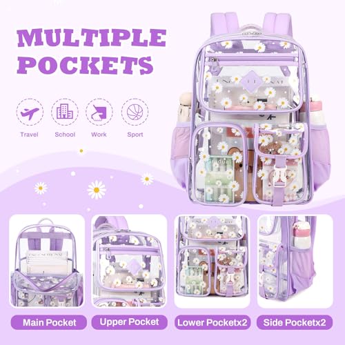Image of PIG PIG GIRL Clear Backpack for School,Heavy Duty PVC Transparent Bookbag for Girls Stadium Approved See Through Backpack