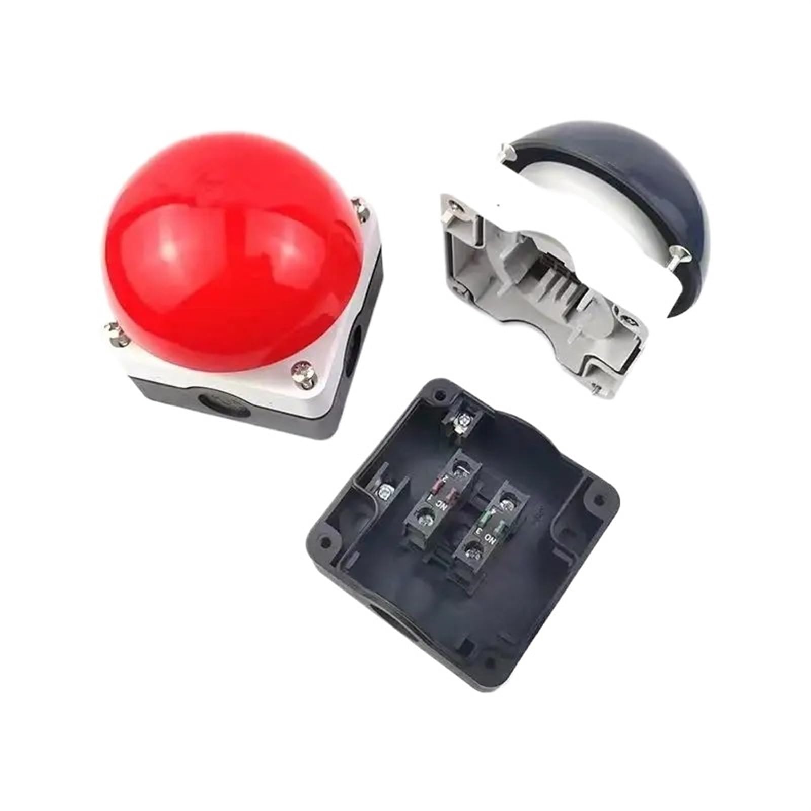 Botón de cabeza de seta grande, resistente al agua, interruptor de mano, reinicio automático, parada de emergencia e interruptor de bloqueo automático, 1/5 Uds.(RED,5 PCS,2NO)