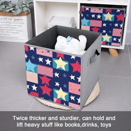 Panier de rangement pliable avec poignees motif etoiles gris - 7