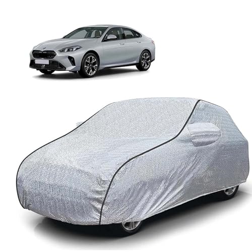 Image of Sulfar 100% Waterproof Car Body Cover Compatible with Mirror for BMW 2 Series Gran Coupe (Triple Stitched, Full Bottom Elastic, Magic Silver with Black Piping)
