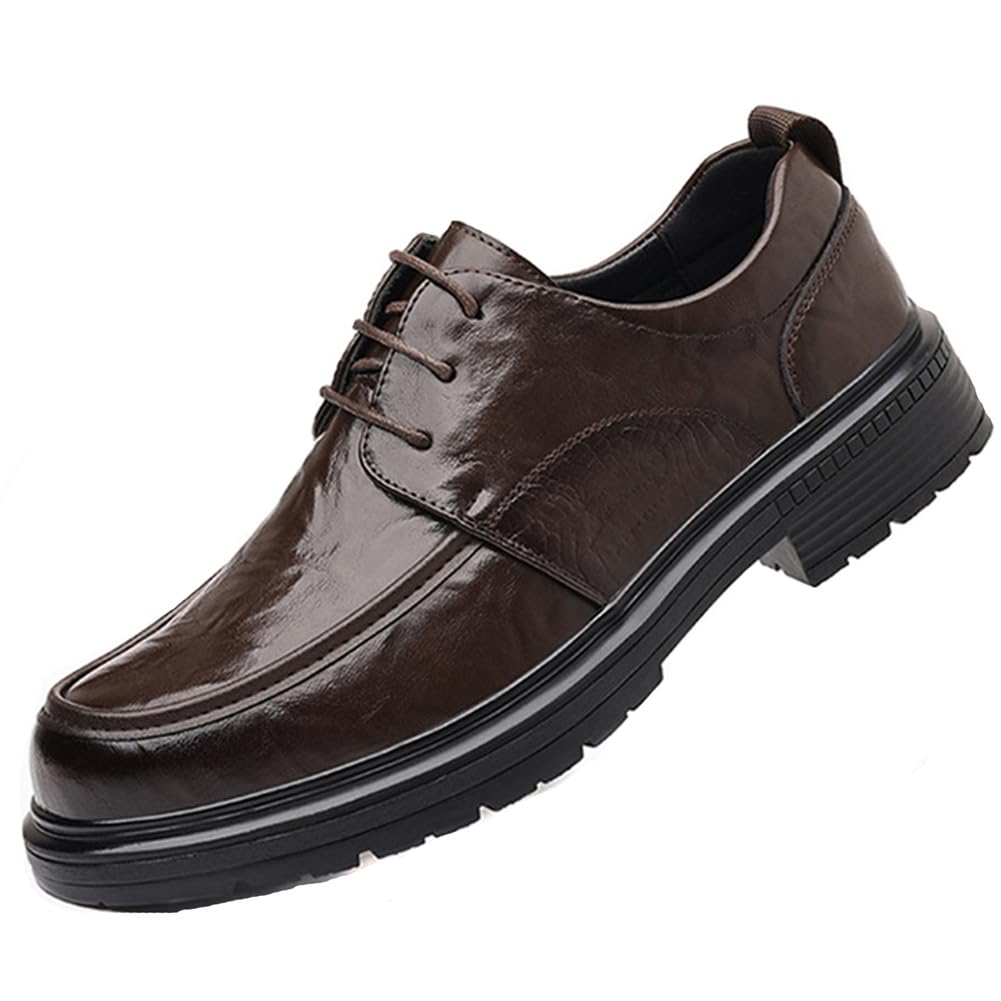 Uomo in Pelle Scarpe Eleganti | con Punta Arrotondata, con Lacci, Antiscivolo, Low Top, Party, Cerimonia, ufficio