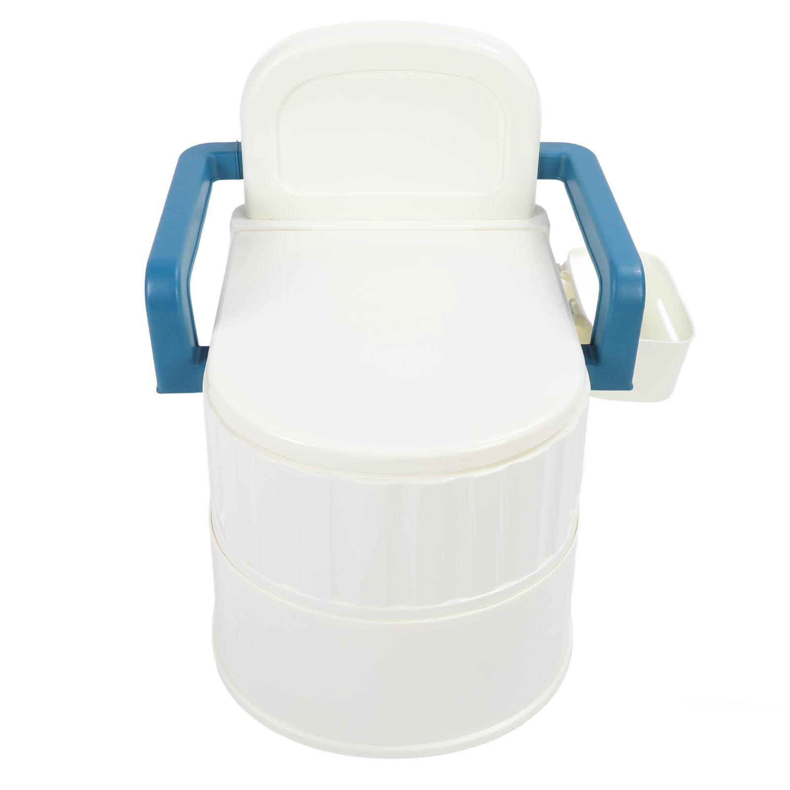 Blue Bedside Commode Toilet Armrests Soft PU Cushioning Slip Dual Cover Bedside Potty Adults