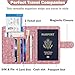 HOTCOOL Passport Holder Travel Essentials Airplane & Cruise Essentials Ship Leather Wallet Cover Case RFID Blocking Women & Men Vacation Travel Accessories Gifts Deals, Glitter - Pink