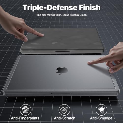Image of Soonjet CrackGuard for MacBook Pro 14 inch Case | M5 M4 M3 M2 M1 Pro /Max 2026-2021 | Anti-Crack Upgrade | 100% Match Official Color | Protective Hard Shell Laptop Cover | Space Gray Clear