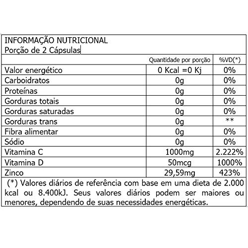 Vital Imune Vitaminas C, D e Zinco - 60 Cápsulas - Tiaraju