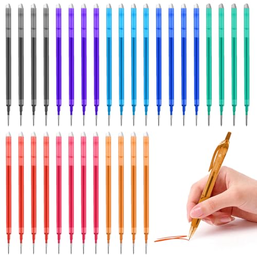 Lot de 32 Recharge Compatible Avec Legami, Mines de Rechange Effaçables Multicolores, Pointe 0,7 mm, Hauteur 13 cm, Encre pour Étudiants et Bureau, Prise de Notes et Calligraphie, Multicolore-32
