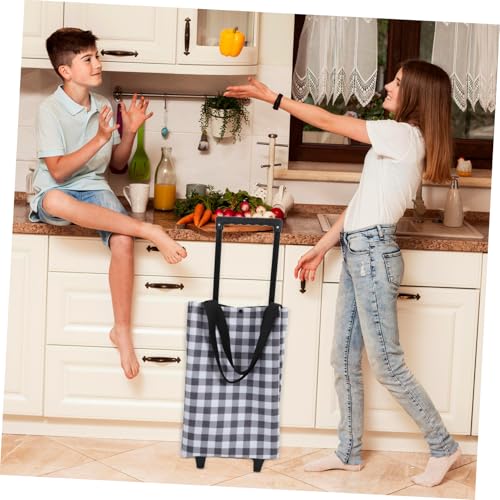 Faltbarer Einkaufstrolley mit Teleskopgriff und Rädern, wiederverwendbare Einkaufstasche für Lebensmittel, leicht, tragbar, ideal für Einkäufe und Besorgungen – Bild 7