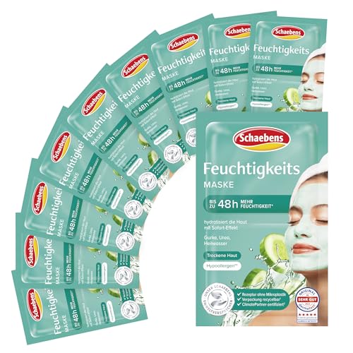 Schaebens Feuchtigkeits Maske, Sofort-Effekt, erhöht die Hautfeuchtigkeit mit Aloe Vera, 10 sachets 2x5 ml